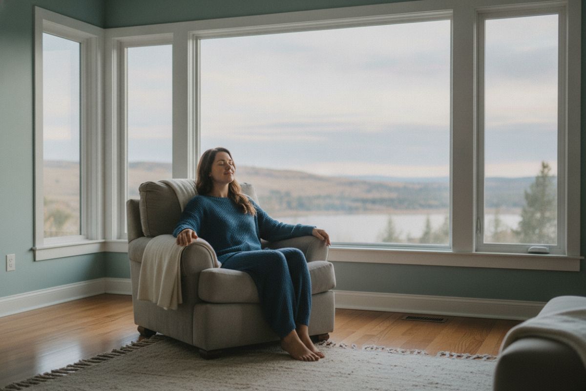 A person finding calm by a window