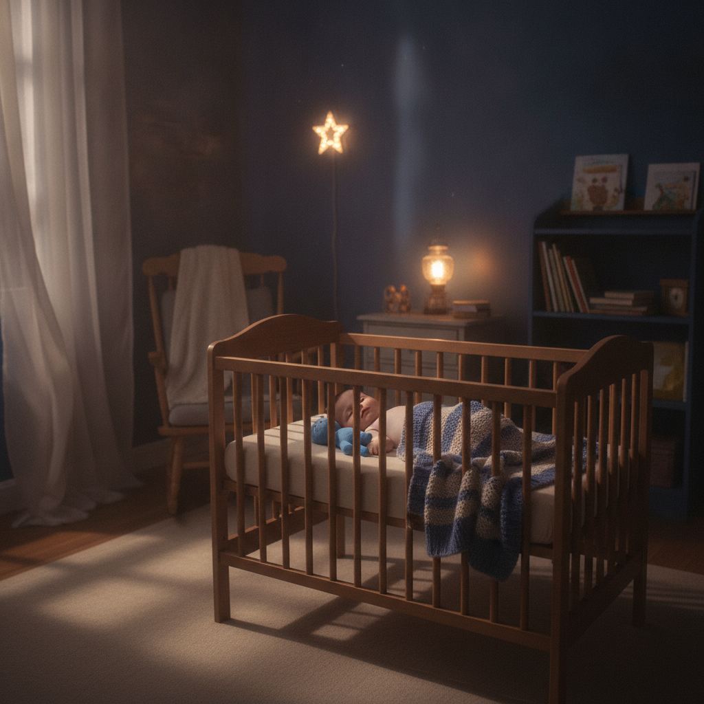 Baby sleeping peacefully in a crib