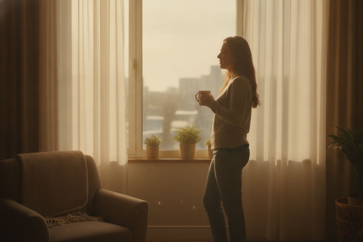 A person beginning to heal by a window